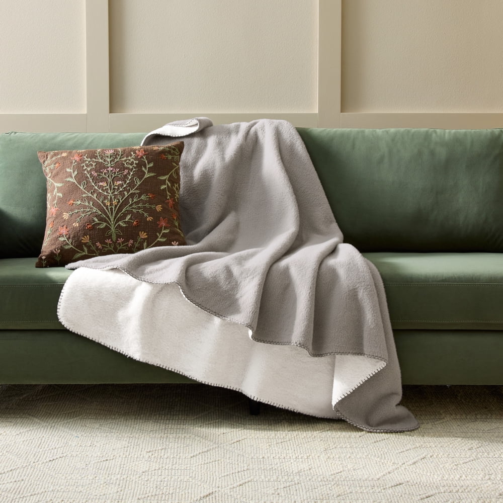 Better Homes & Gardens Faux Wool Reverse to Faux Fur Throw - Grey Haze