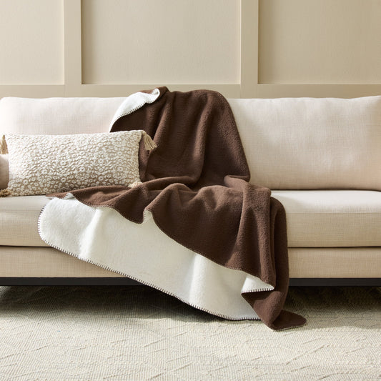 Better Homes & Gardens Faux Wool Reverse to Faux Fur Throw - Brown Basket