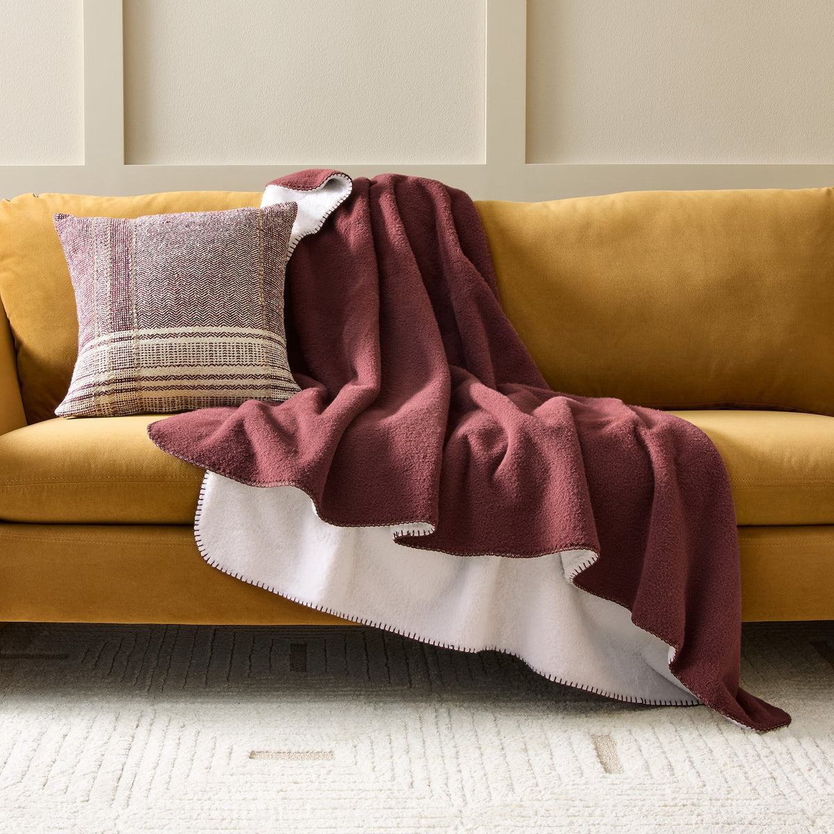 Better Homes & Gardens Faux Wool Reverse to Faux Fur Throw - Rich Cocoa